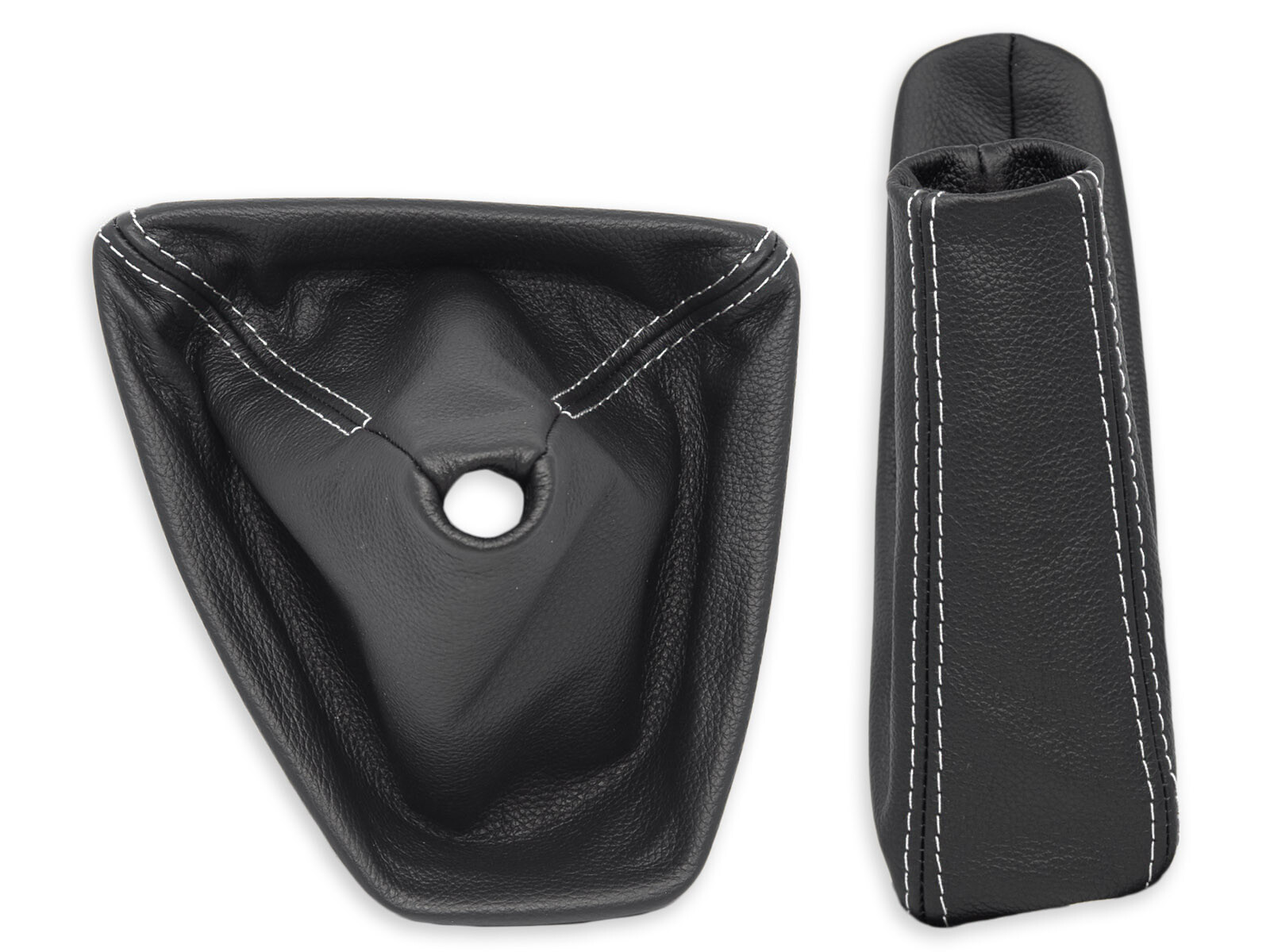 FOR BMW E90 E91 GEAR SHIFT + HANDBRAKE GAITER LEATHER STITCHING WHITE + FRAME