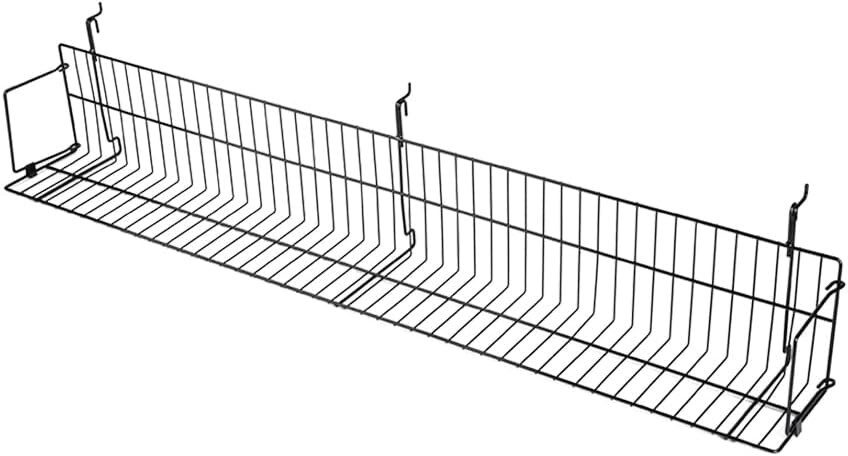 Lot of 2 Slatwall Wire Grid Black Media CD DVD Movie Shelf Shelves 48 x 6 x 6 ½"