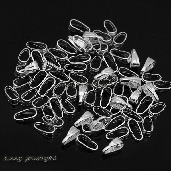 500pcs silver plated snap on bail loop bails for pendant diy findings SF13-S