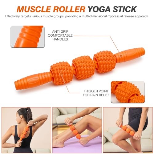 5 in 1 Foam Roller Set - Trigger Point Foam Back Roller, Muscle Roller Orange