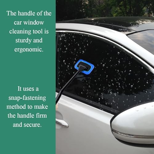 Windshield Cleaning Tool, Extendable Handle Car Window Cleaner with 4 Dark blue