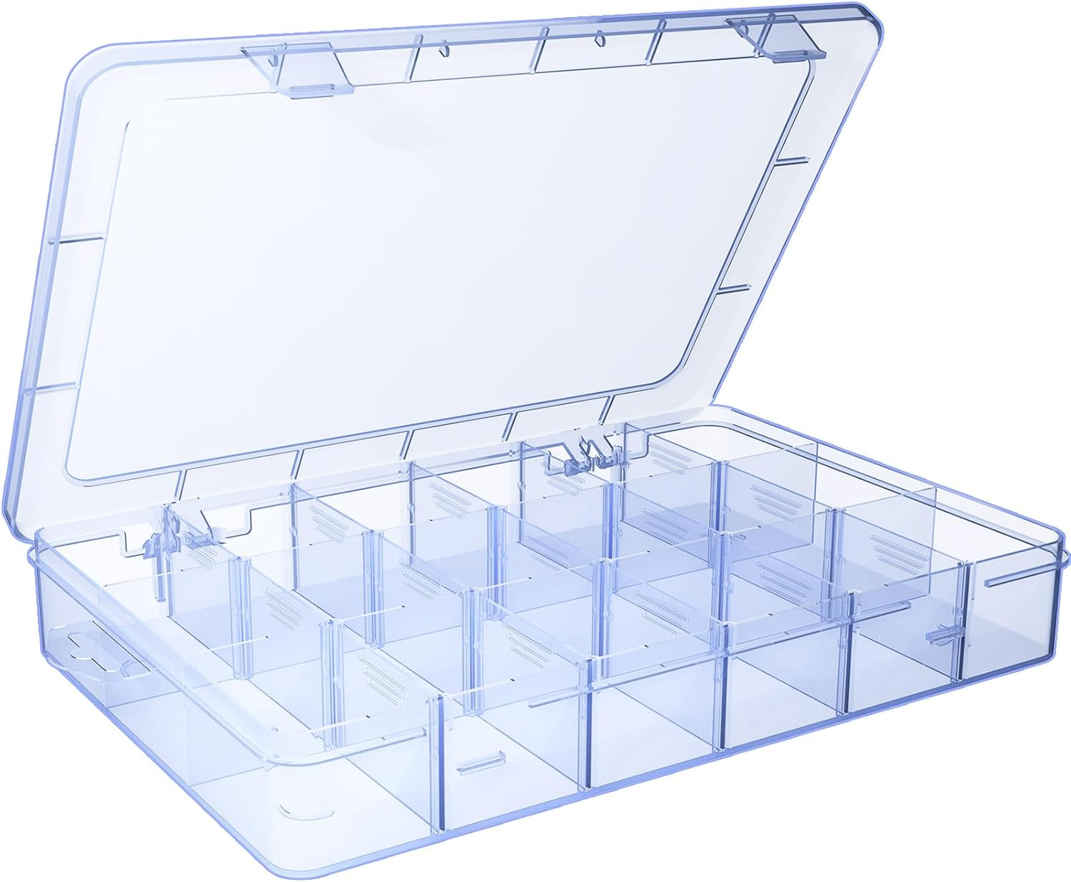 Clear 18 Grids Plastic Organizer Box Storage Beads Organizer with Removable Divi