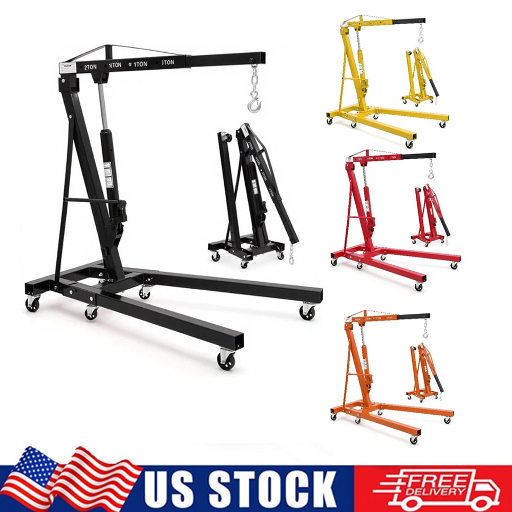 2 Ton 4400lbs Folding Engine Hoist Hydraulic Cherry Picker Shop Crane Hoist Lift