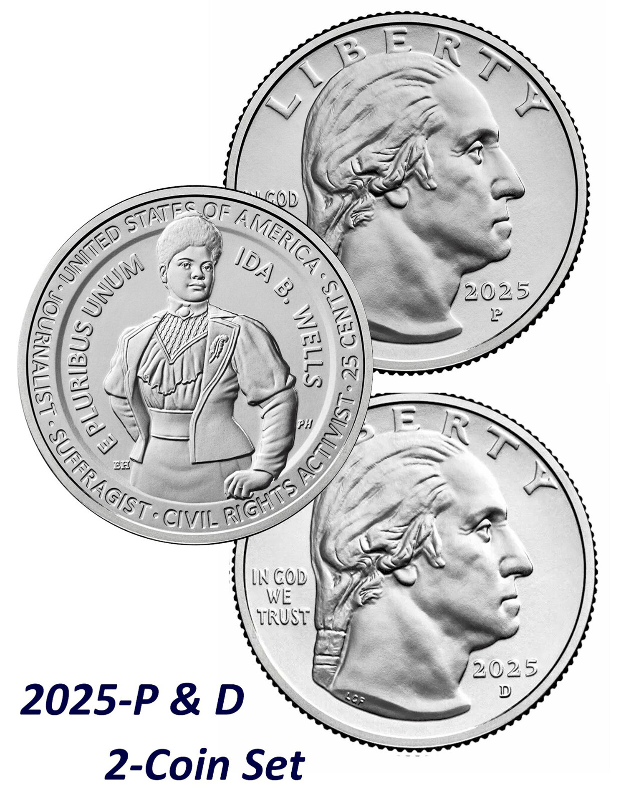 2025 P+D  American Women Quarter IDA B. WELLS  2-Coin Set African-Am. Journalist