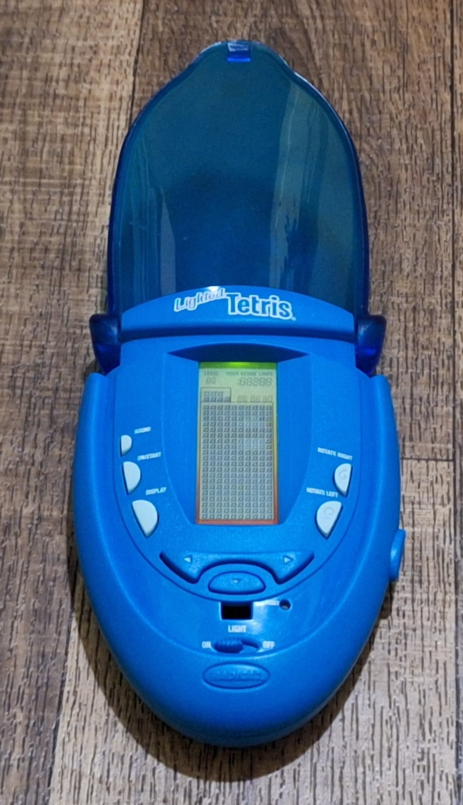 Blue Radica - 2003 - Lighted Tetris Flip Top Handheld Electronic Game - WORKING