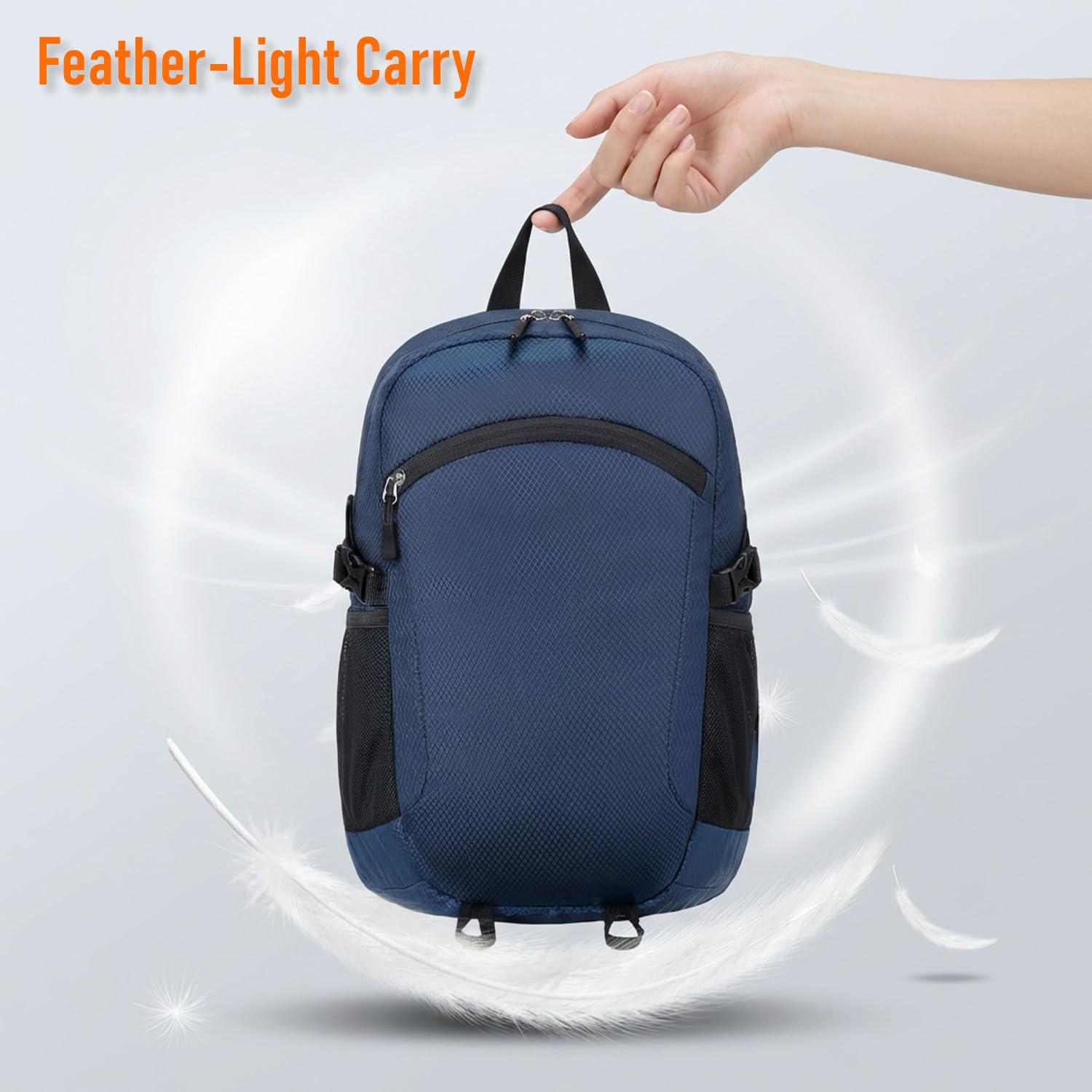 Navy Blue Lightweight Hiking Backpack 18L Packable Foldable Travel Daypack