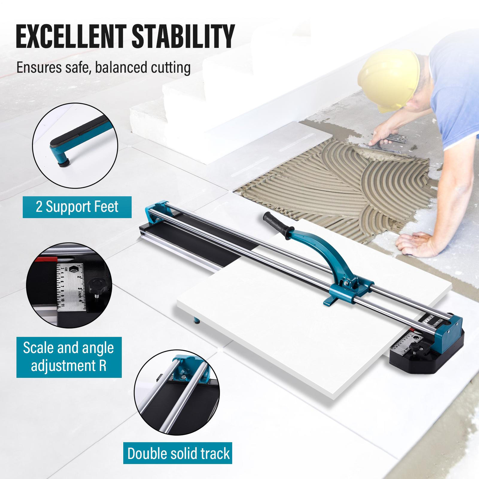 48" Manual Tile Cutter Cutting Machine 1200mm Precise Industrial W/ Laser Guide