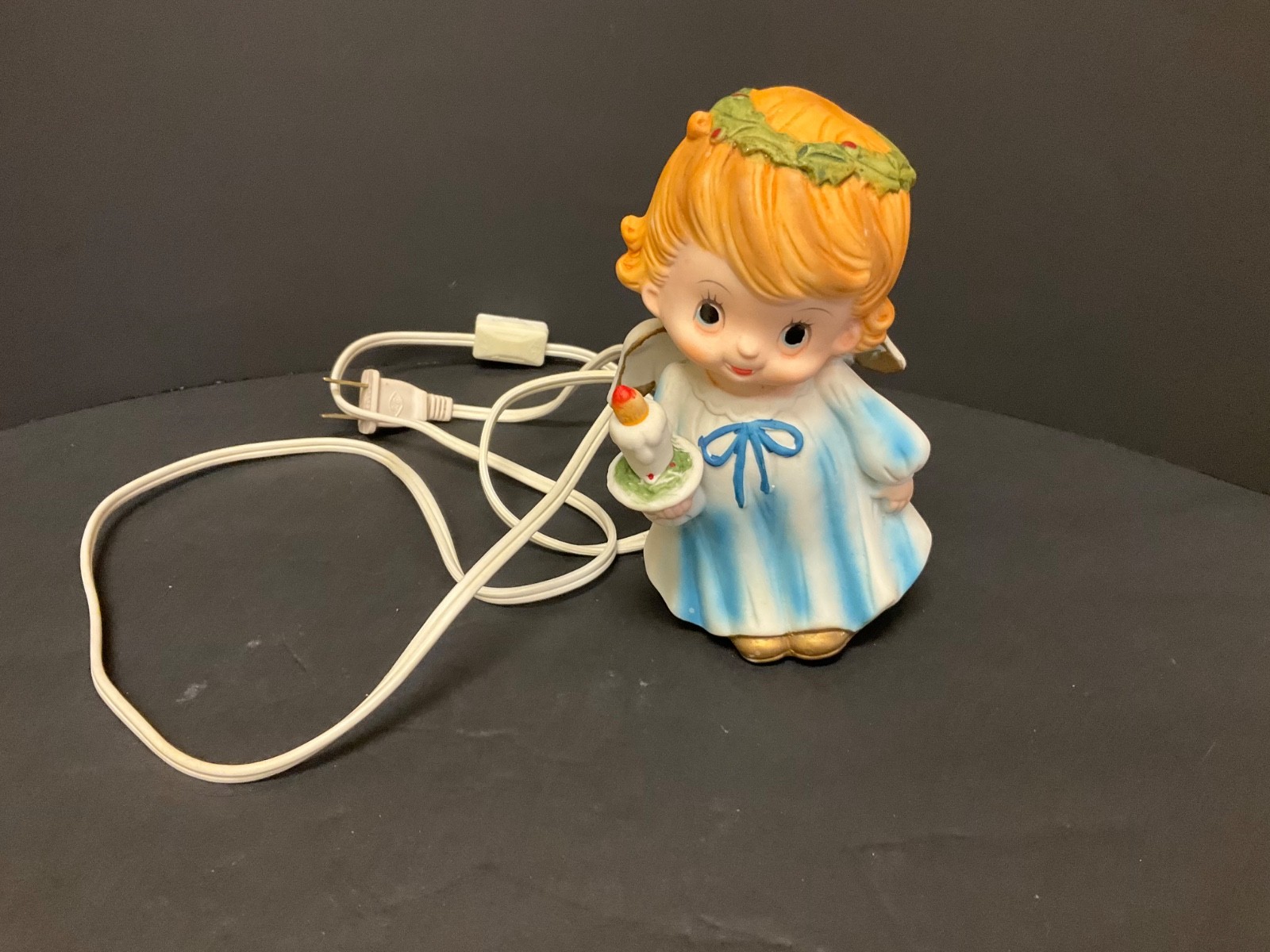 Josefs Originals Guardian Angel Nite Lite Ceramic Blue Child Vintage Lamp Works!