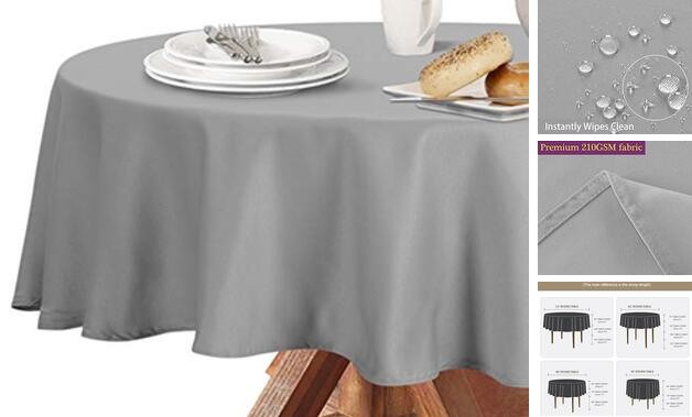 210GSM Round Table Cloth, Water Resistance Microfiber 60" (Round) Silver