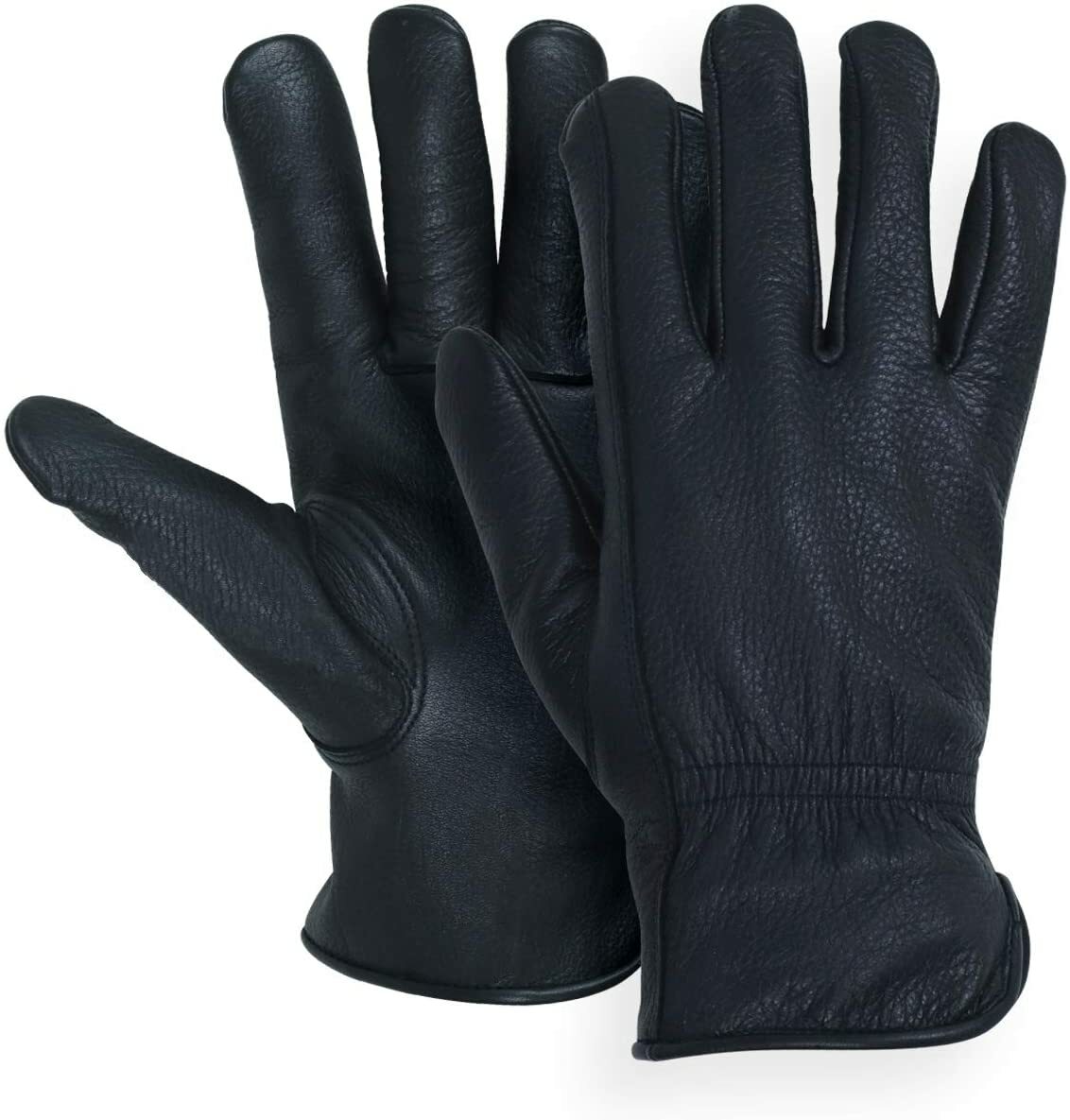 MEN`S FULL GRAIN BLACK DEERSKIN LEATHER GLOVES LINED 40 GRAM 3M THINSULATE