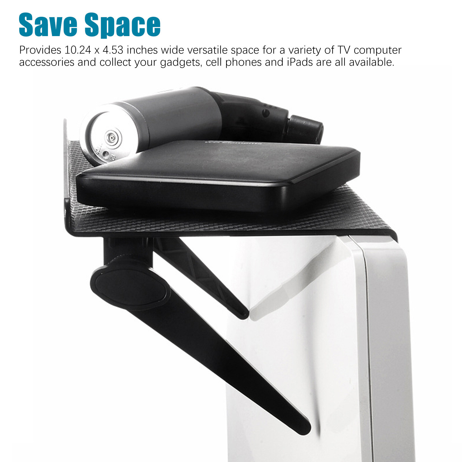 Adjustable TV Computer Screen Top Shelf Rack Multifunction Foldable Screen Caddy
