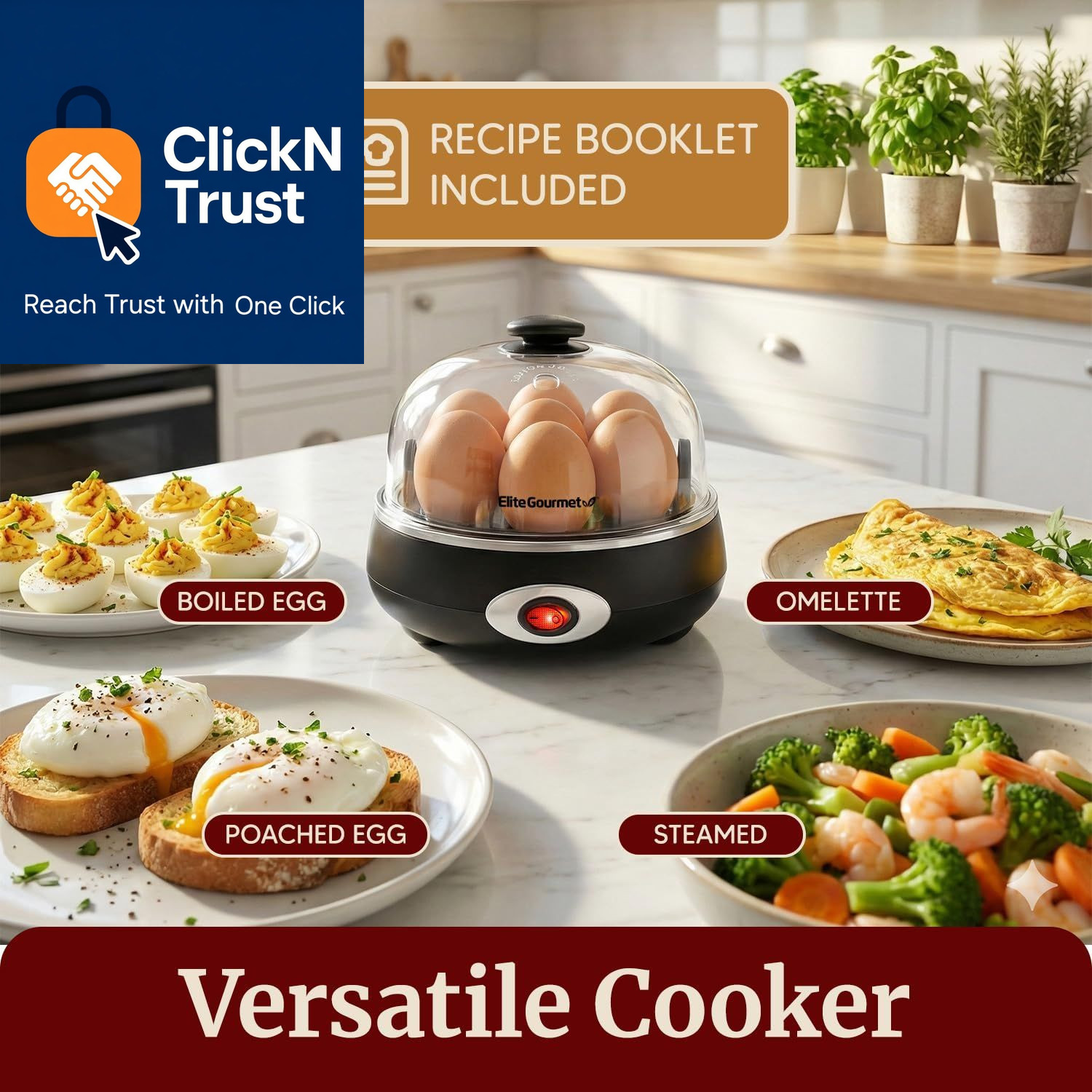 Elite Gourmet EGC007CHC# Rapid Egg Cooker, 7 7 Egg, Charcoal Grey