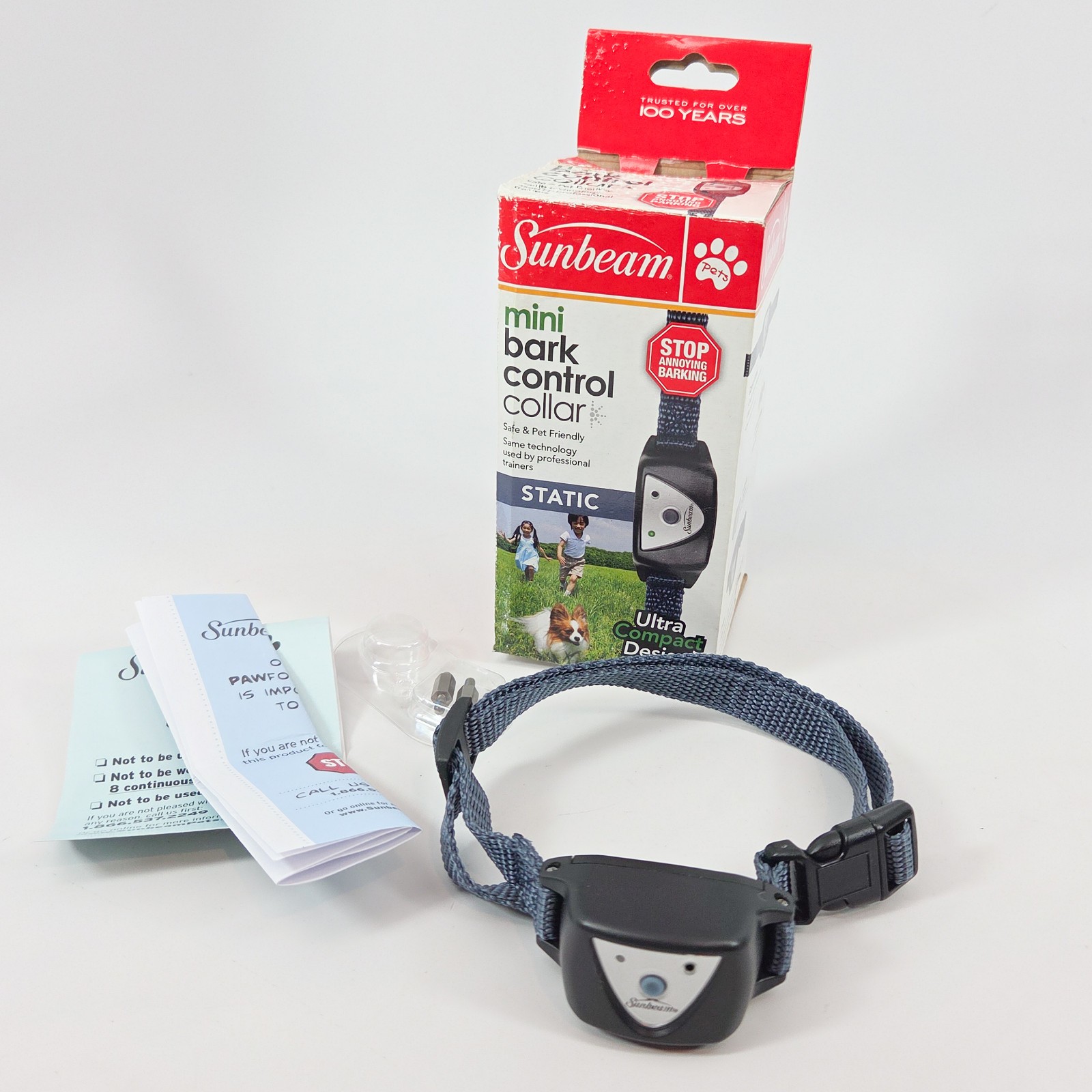 Sunbeam Mini Bark Control Collar Static Adjustable Levels for Training