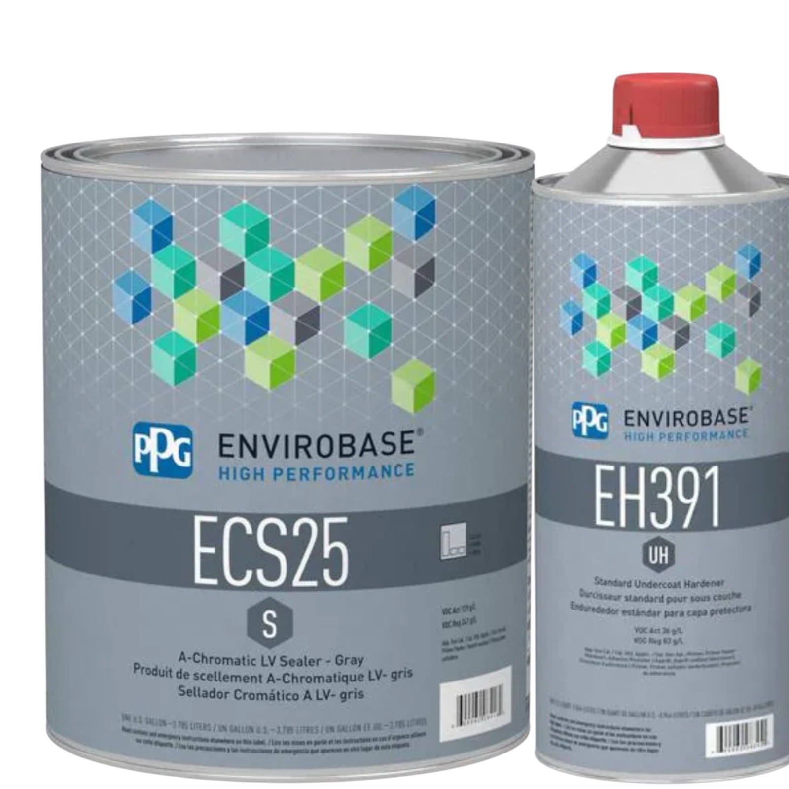 ECS25 PPG Refinish Envirobase  Gallon Gray Sealer EH391 Quart Hardener Kit