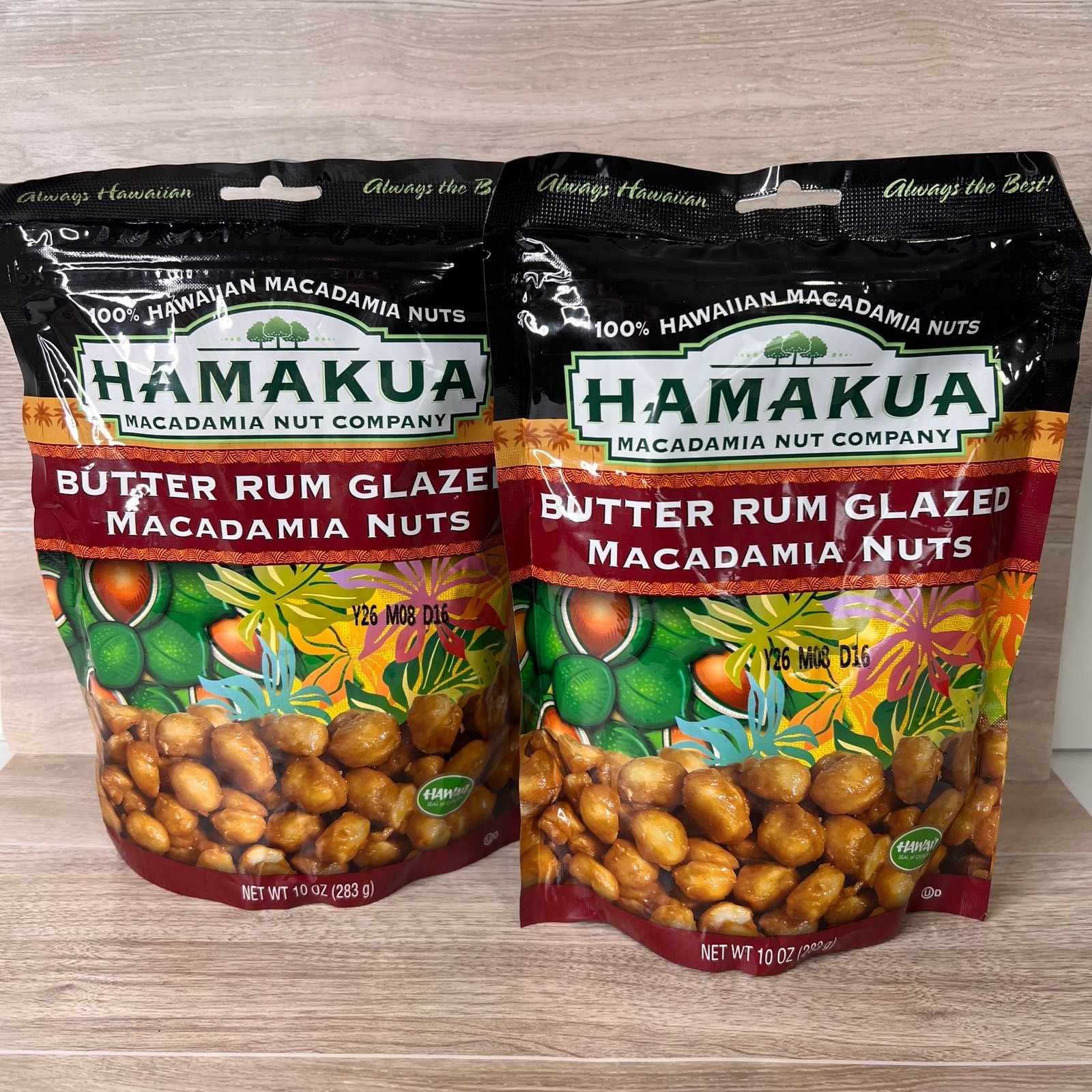 Hamakua Butter Rum  Glazed Macadamia Nuts 10oz  (Pack of 2 )