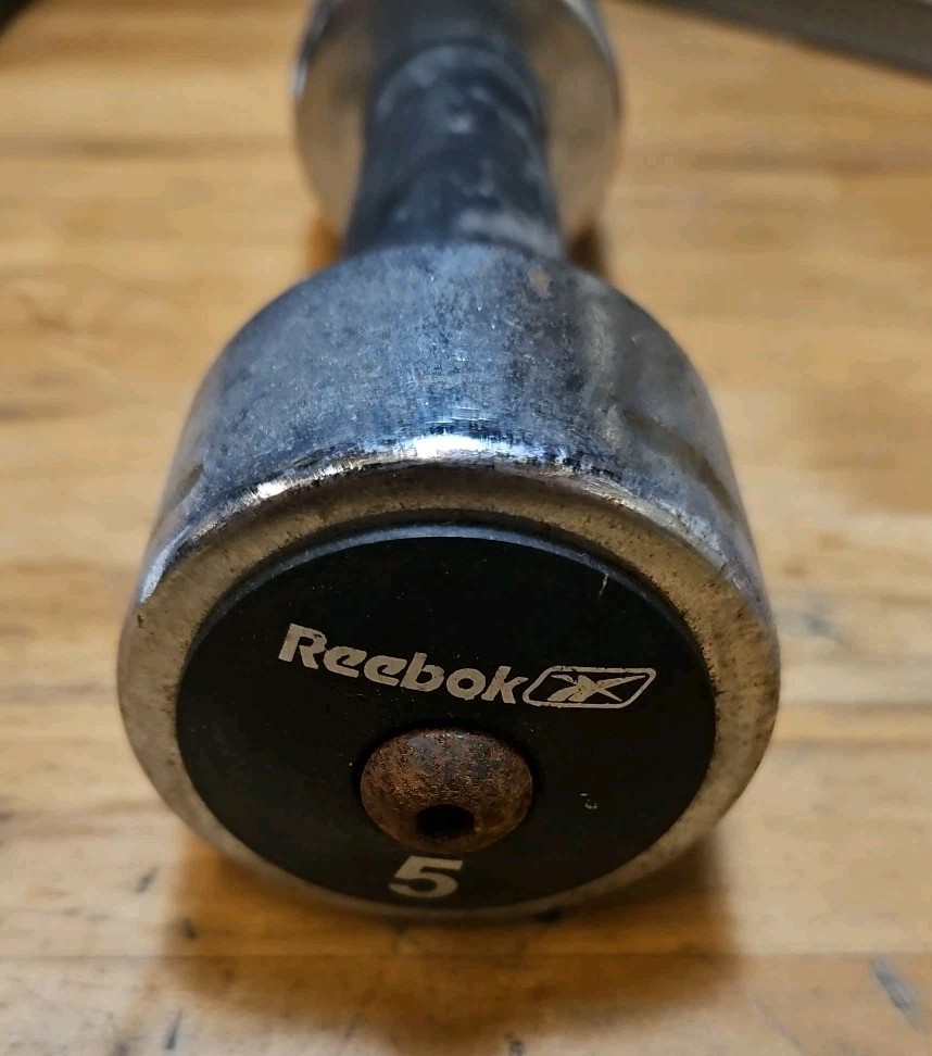 Vintage Reebok 5 Lb Dumbbell Chrome Rubber-grip