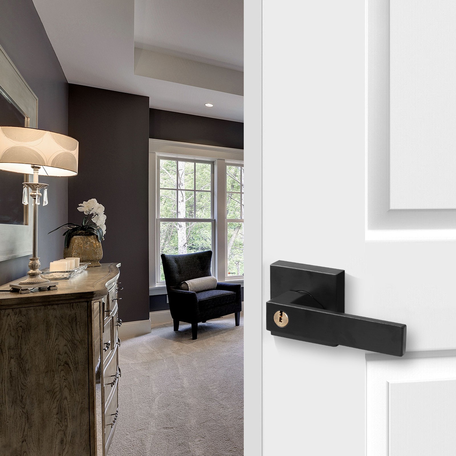 Black Door Lever Privacy Passage Dummy Handle Interior Square Knobs 15 pack