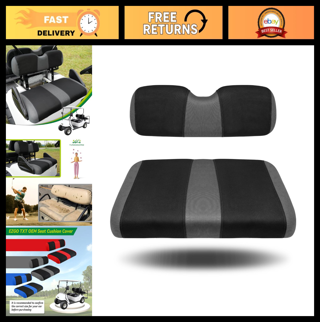Universal Golf Cart Seat Covers for EZGO TXT - Durable, Breathable, Easy Install