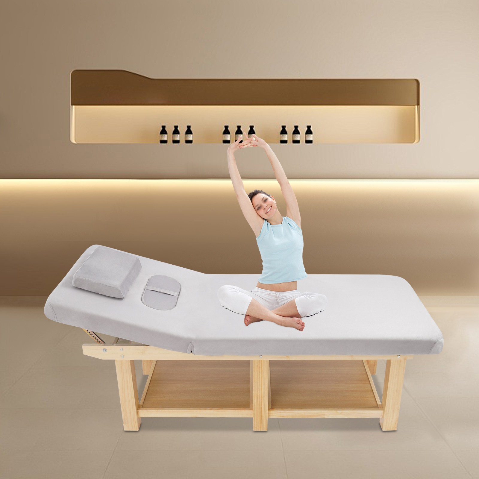 Wide Massage Bed, Physical Treatment Adjustable Spa Bed 0-45?? 190*80*62cm