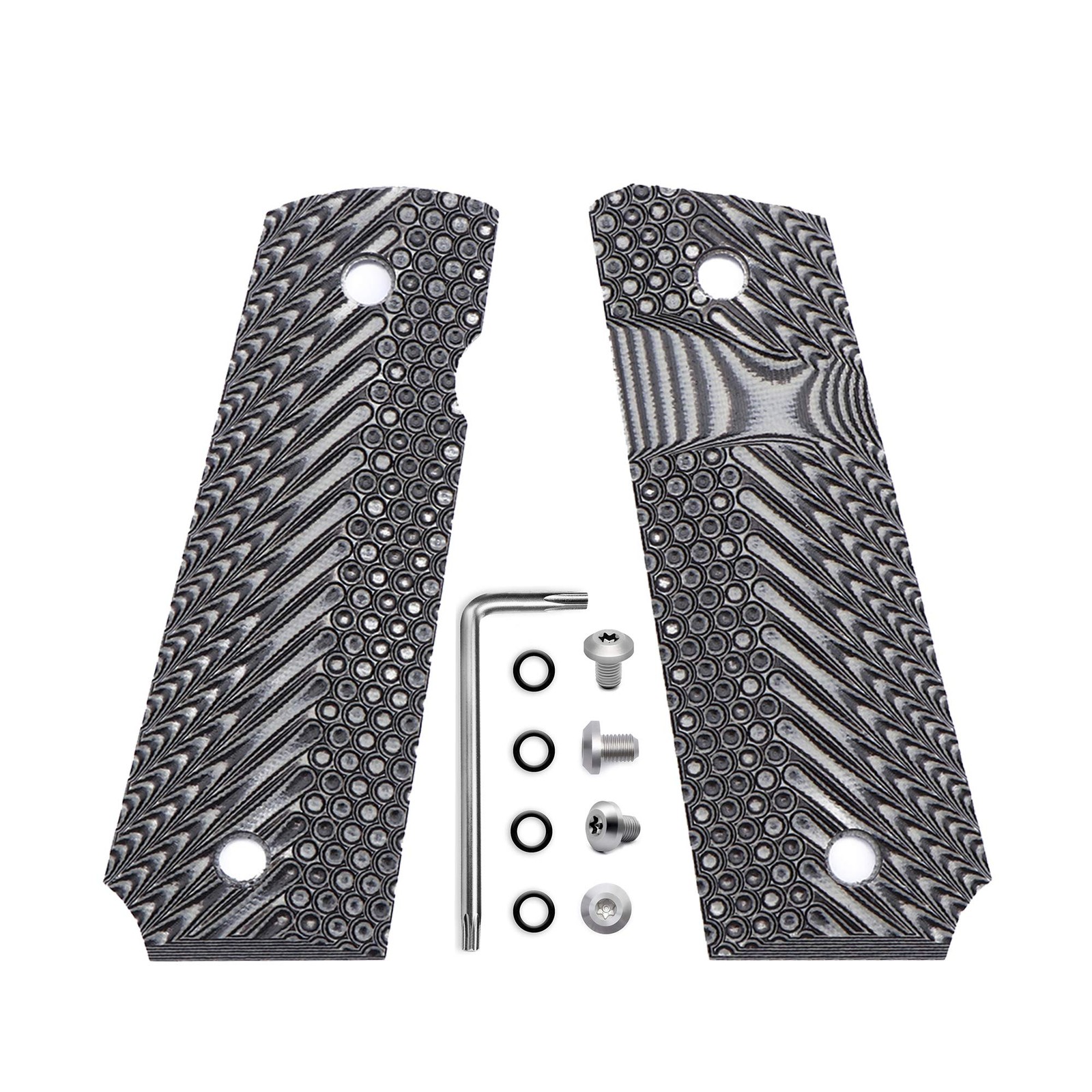 Guuun 1911 Slim Grips G10 Full Size Ambi Safety Cut Big Scoop Gray / Black