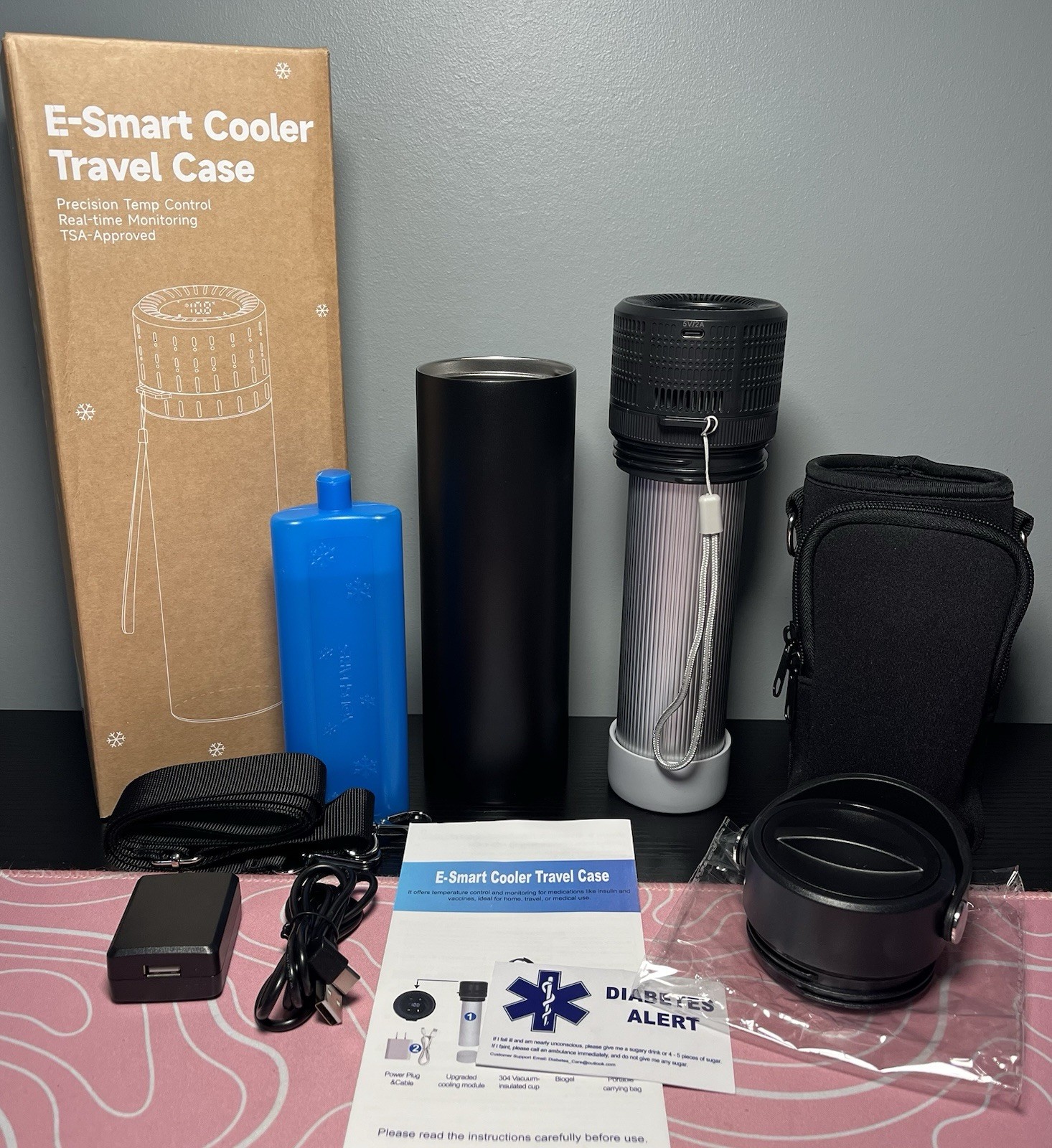 Electric Cooler Travel Case, TSA Approved Medication Cooler for Travel W Biogel