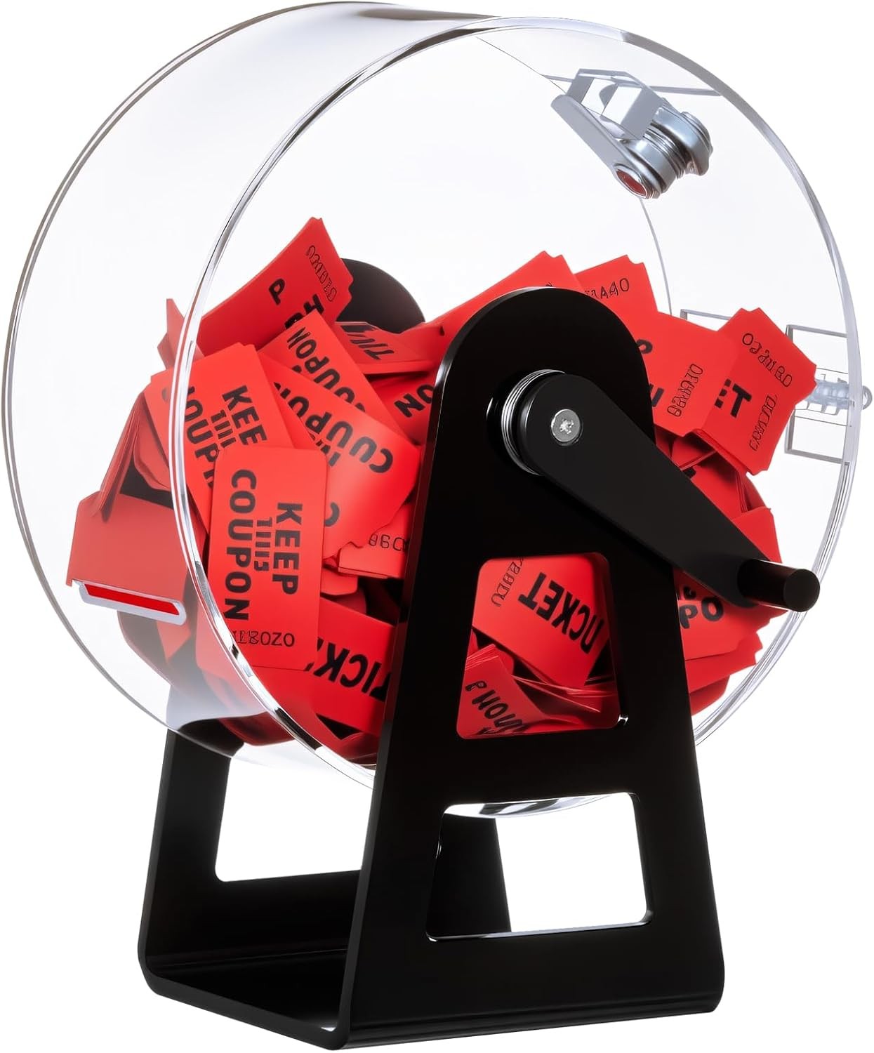 Clear Acrylic Raffle Ticket Spinner Drum, 9.1x4x7 Inches, Lottery Container