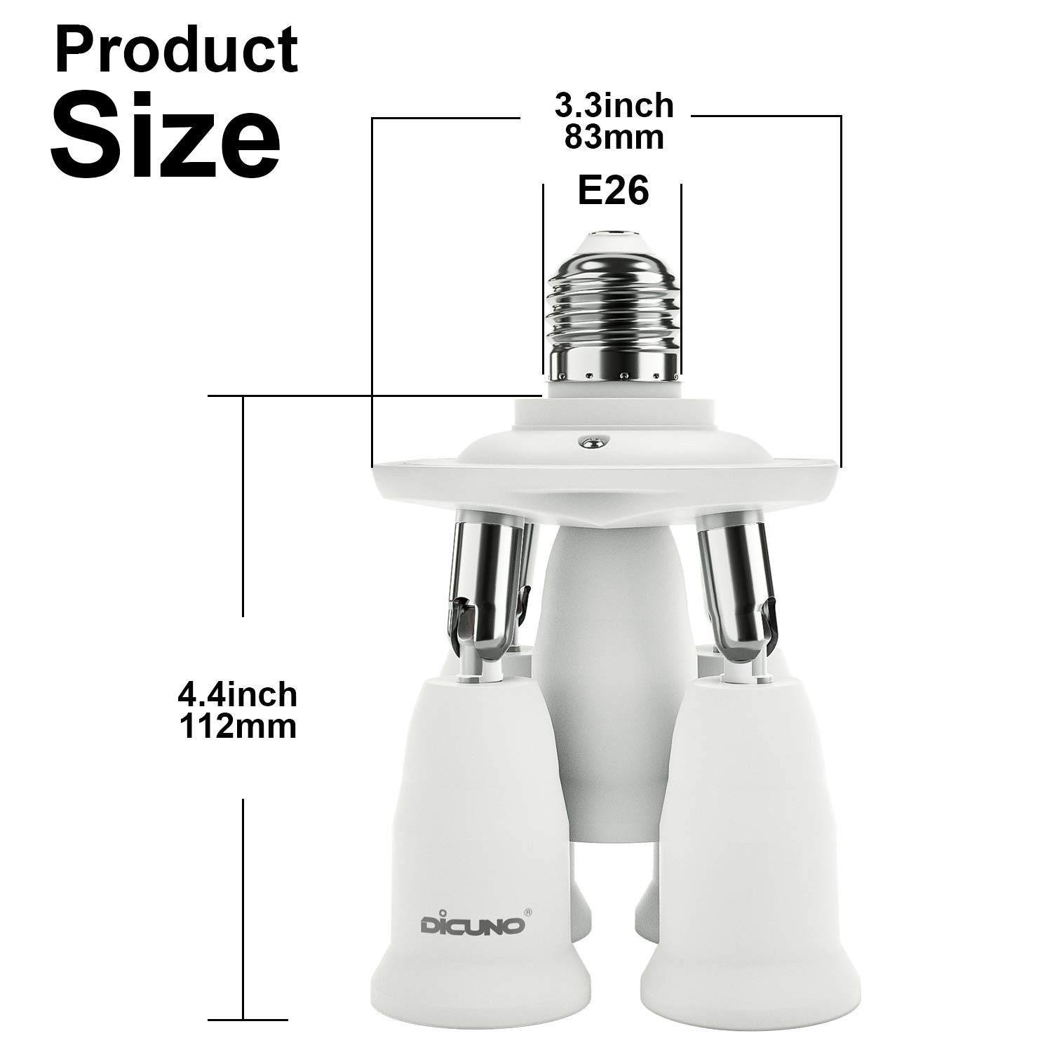 5 in 1 E26 Light Socket Splitter Adapter for LED Bulbs, Adjustable, 300W