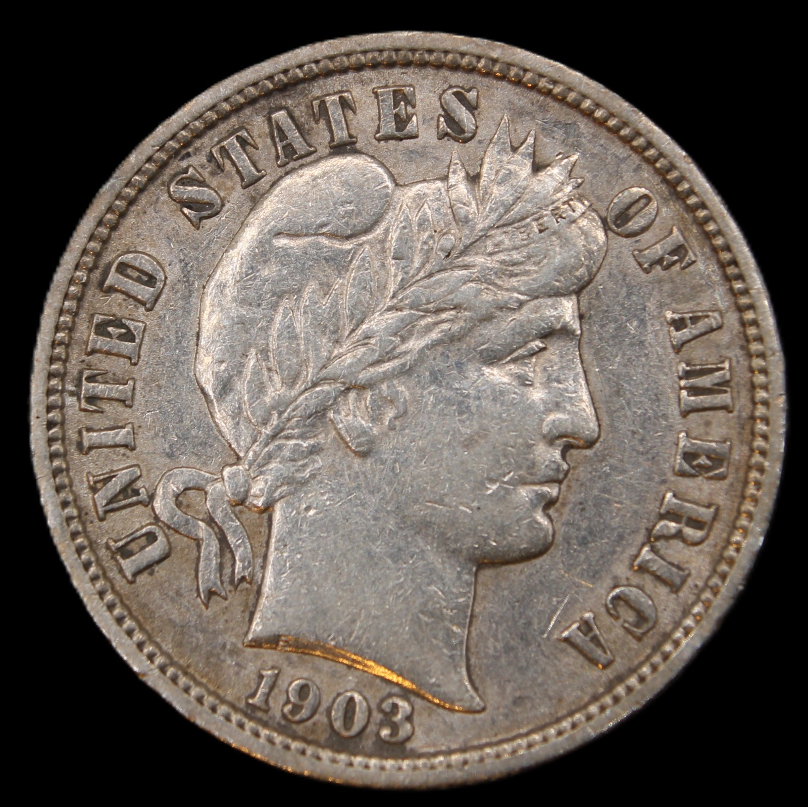 1903 BARBER DIME- Choice AU- SMH659