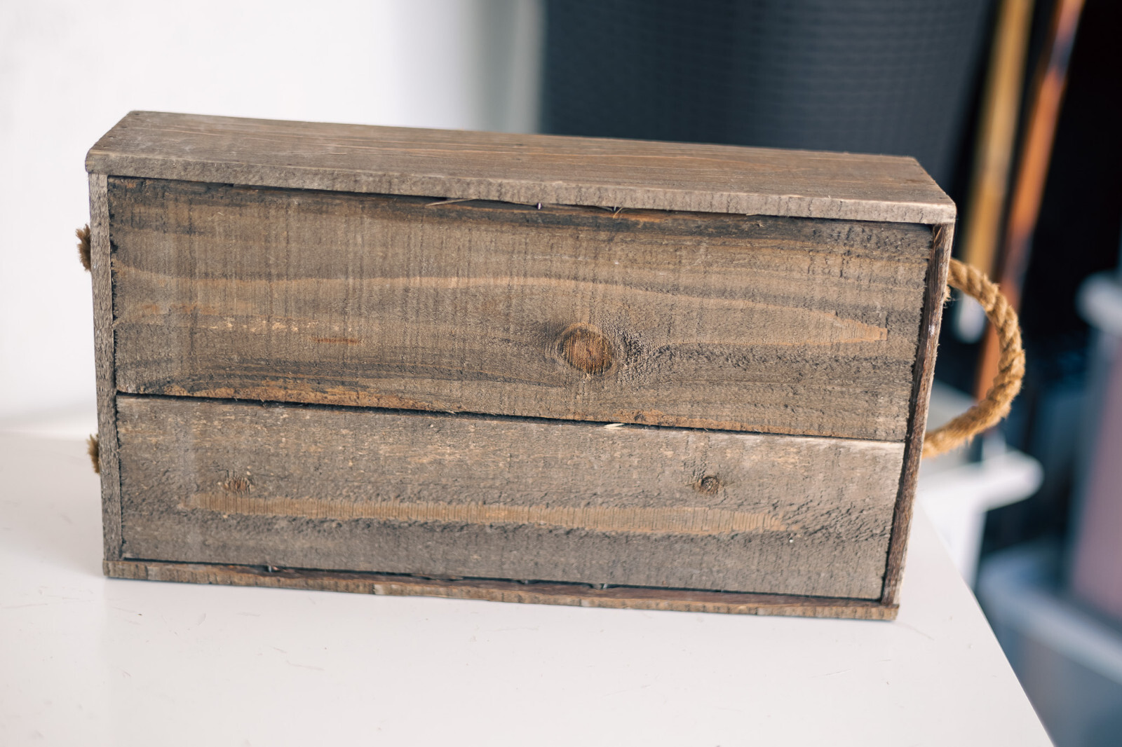 RUSTIC 2 Section Wood Basket Bin Container