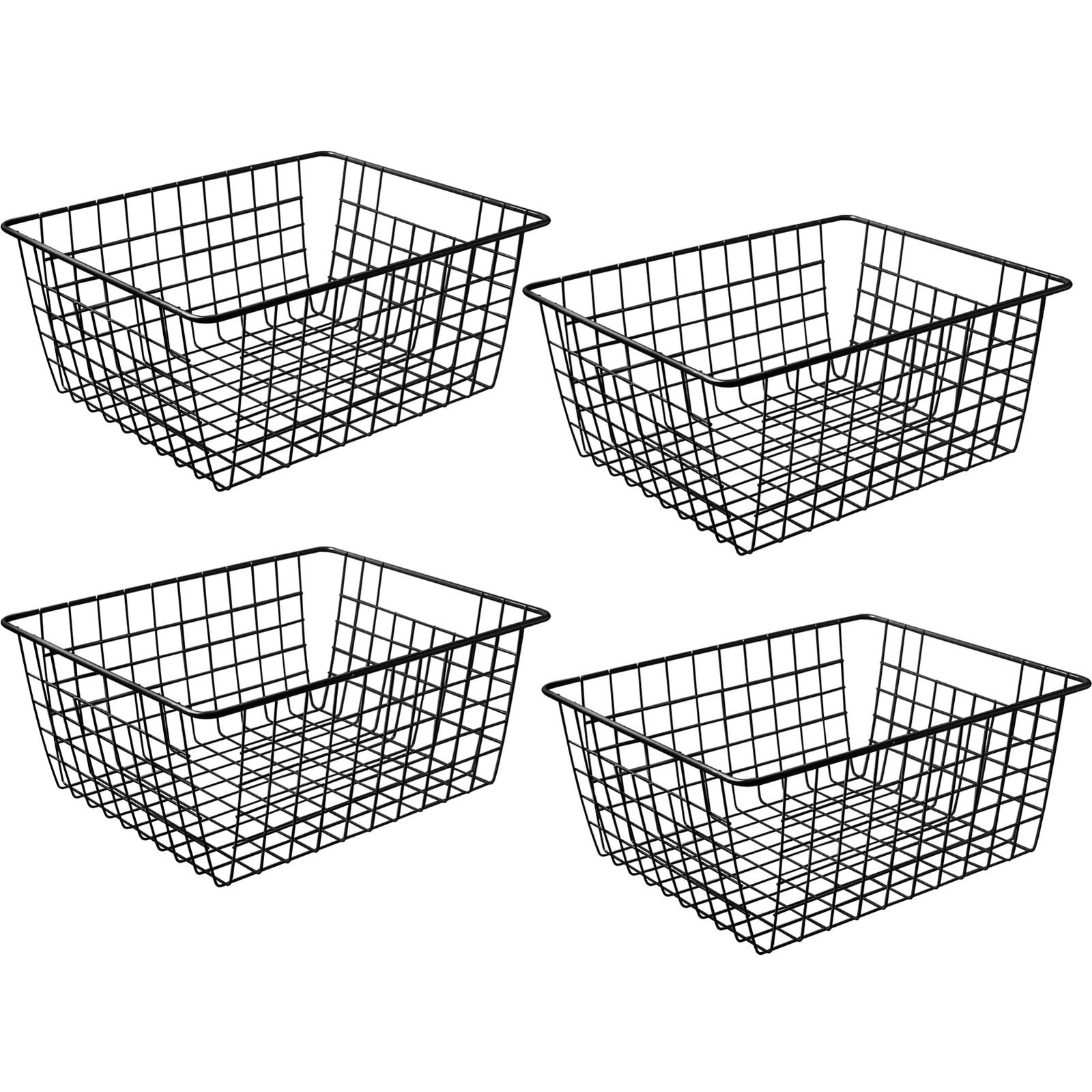 14" Upright Freezer Storage Baskets Black Wire Storage Bins Large Bakset For Fre