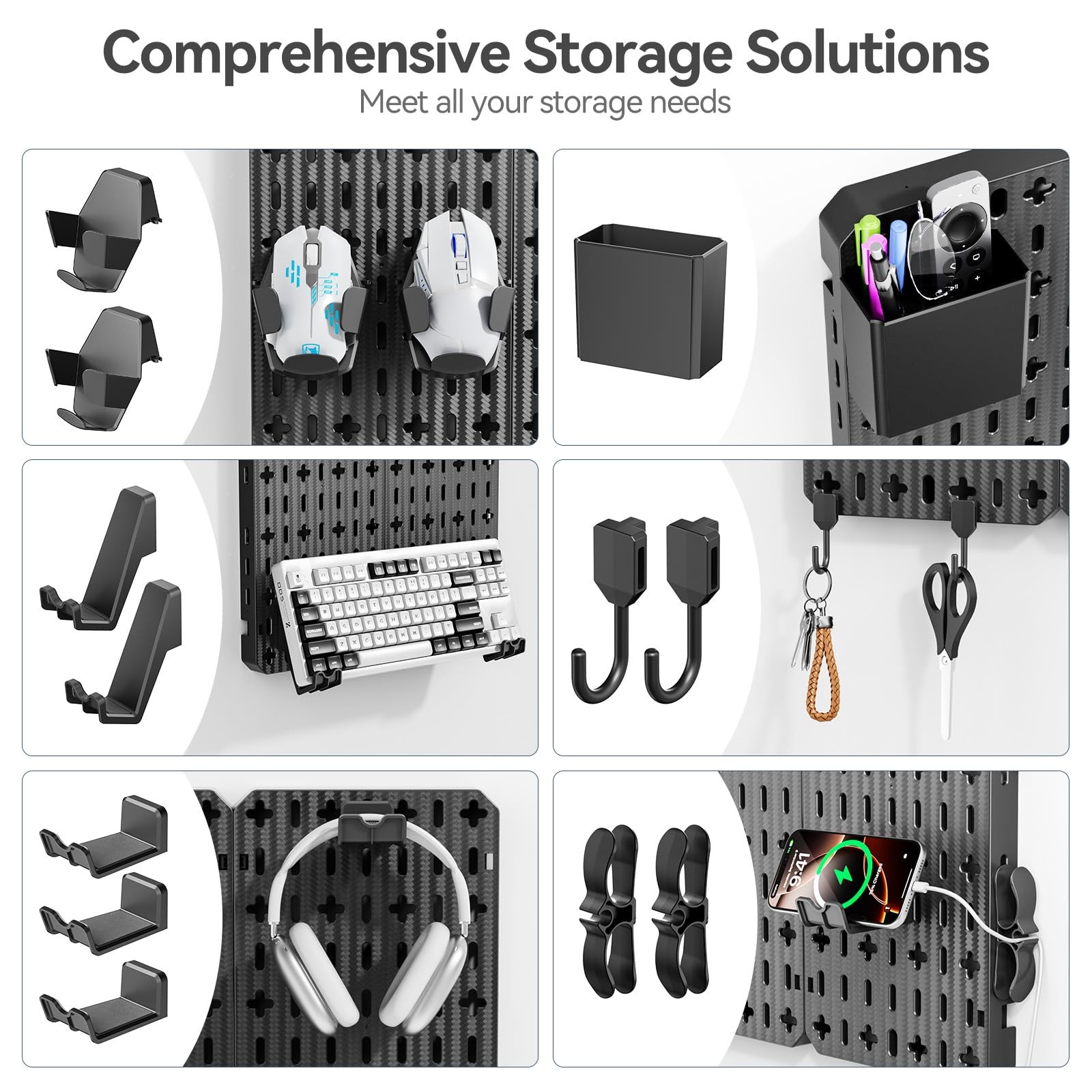 Keyboard and Display Stand Holder, Wall Mount Office Organization Pegboard Co...