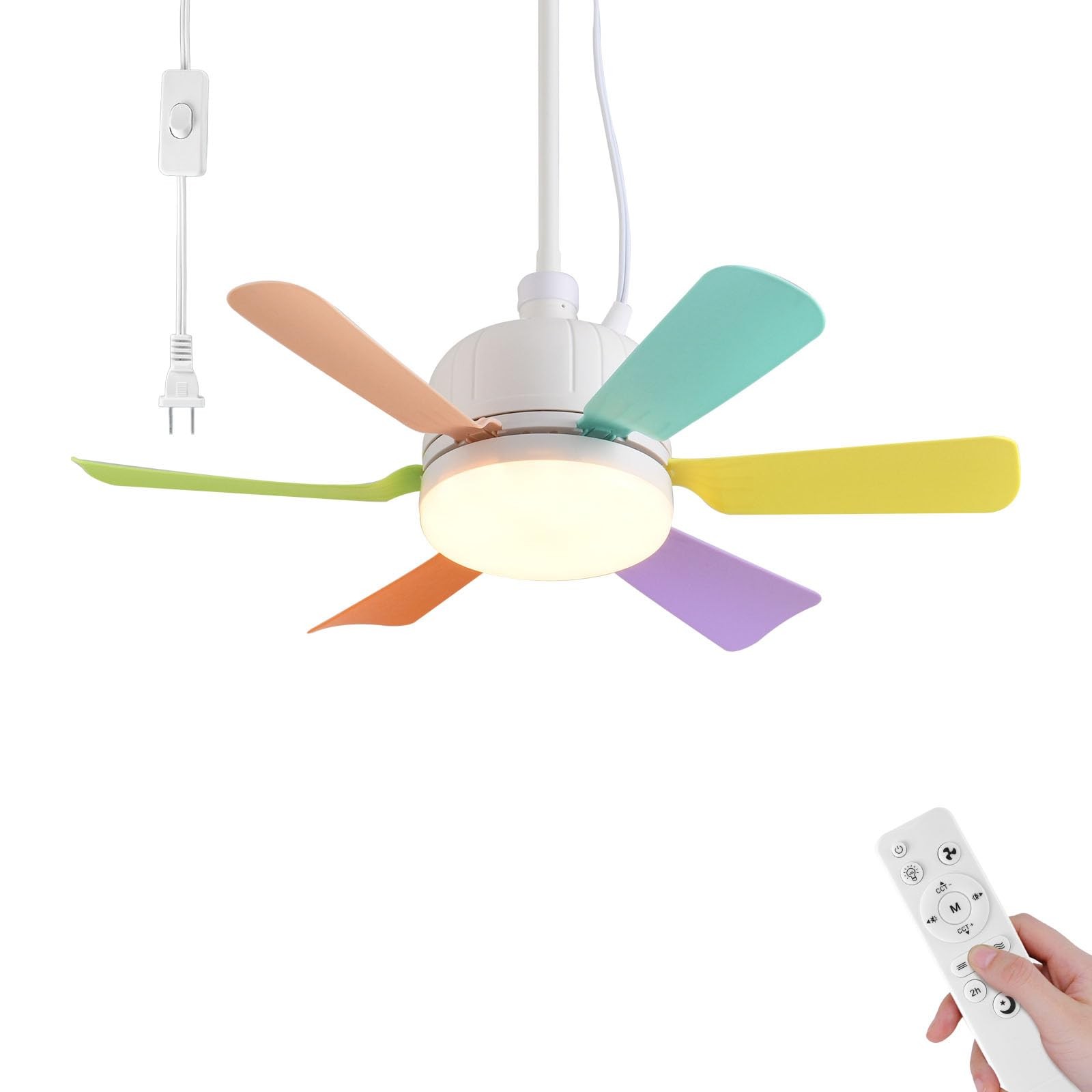 Outdoor Ceiling Fans with Lights,18" Gazebo Fan with Hanging Hook,Plug in Cei...