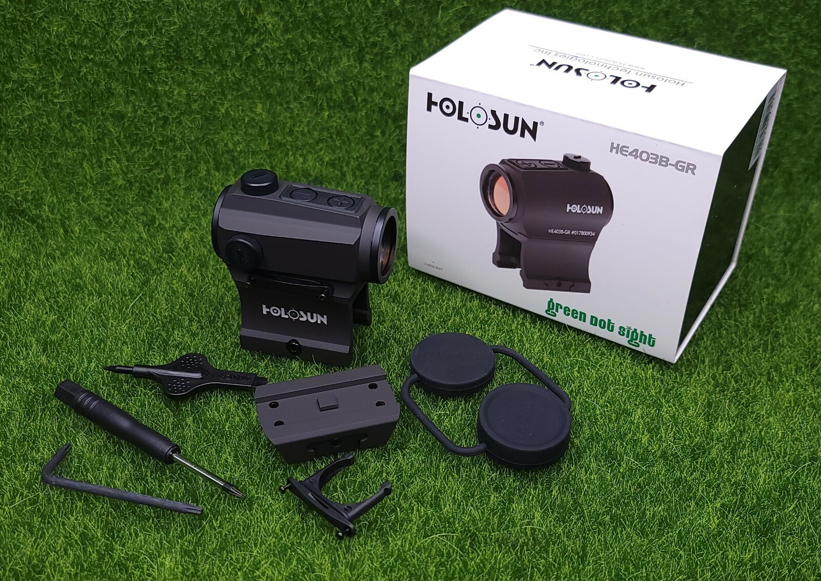 Holosun Elite 2 MOA Micro Green Dot Sight w/ High & Low Mount, Black - HE403B-GR