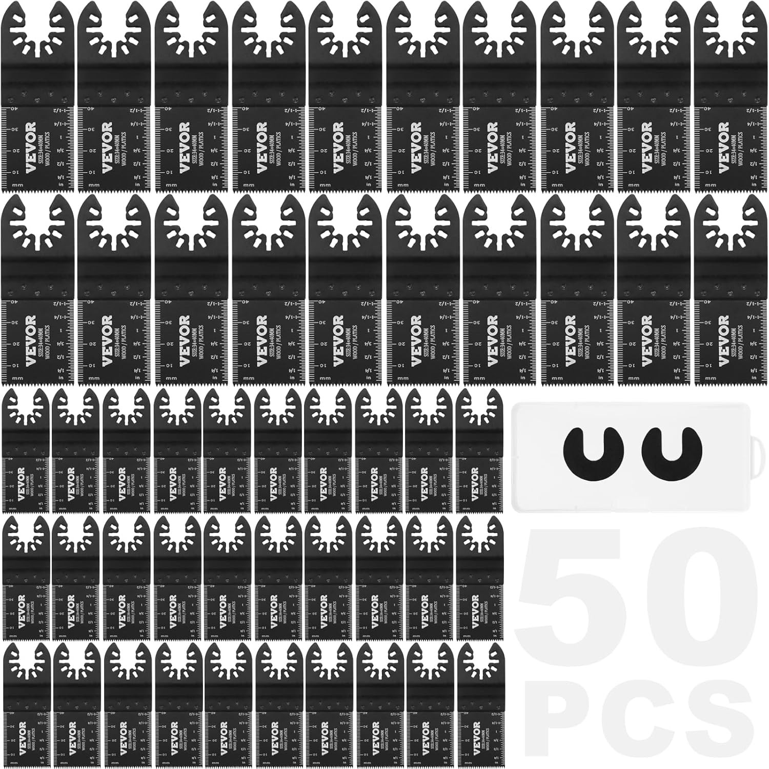 VEVOR 50PCS Oscillating Saw Blades, Universal Quick Release Black