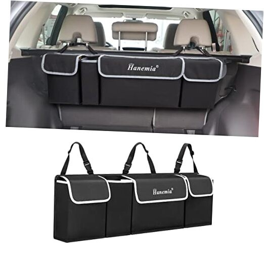 Car Trunk Organizer and Storage, Backseat Hanging Organizer for SUV, Black