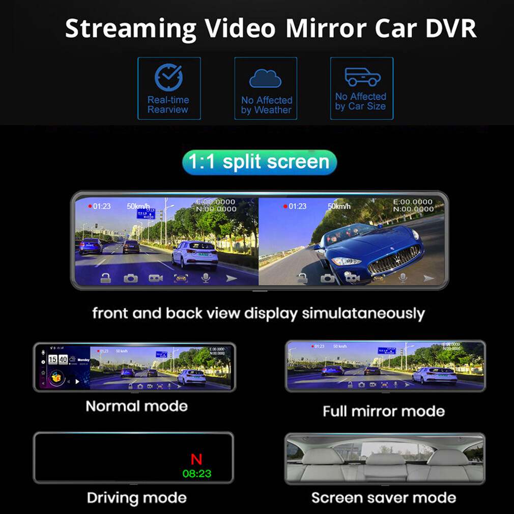 12" IPS 4G car dvrs Android mirror rear view camera ADAS Bluetooth WIFI GPS DVR