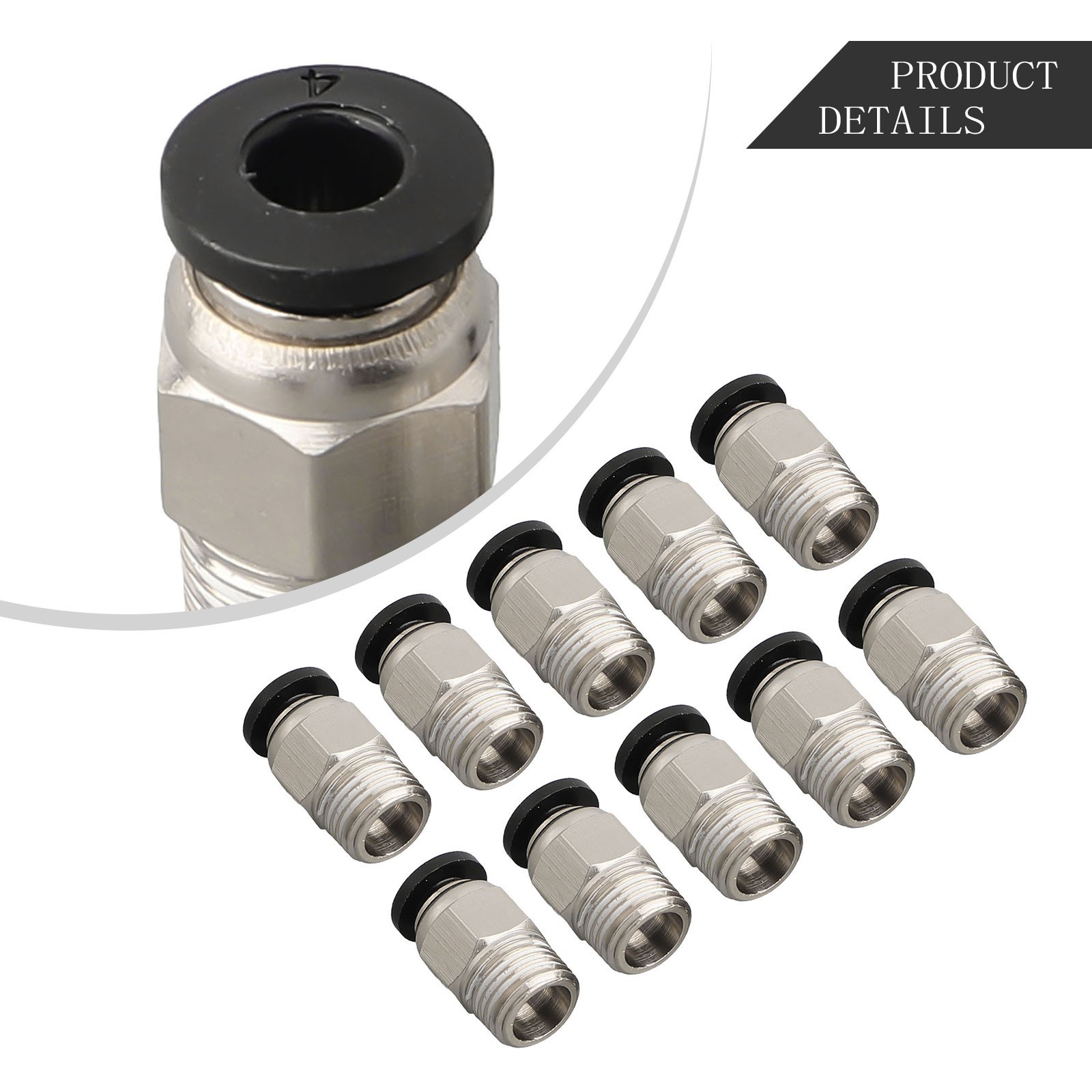 Push Straight Pneumatic Connector Stainless Steel Thread External Fitting