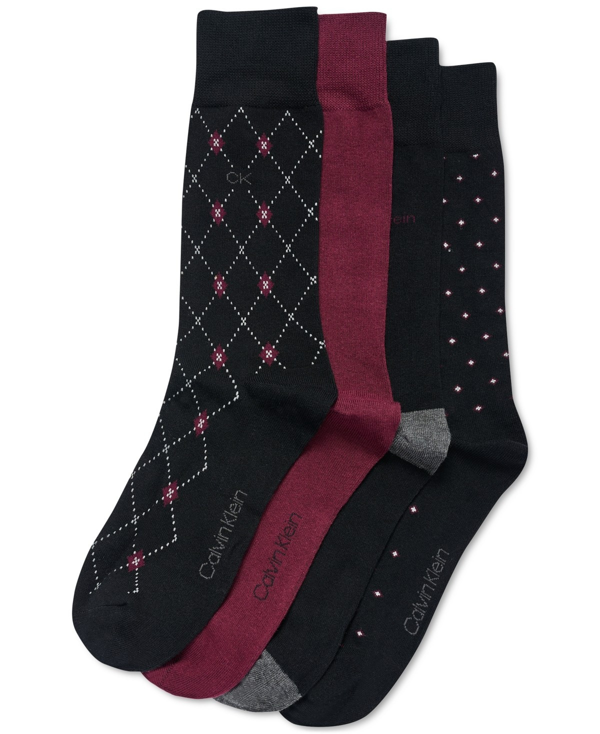 Calvin Klein Men's Premium 4-Pk. Dress Crew Socks Black Multi -7-12