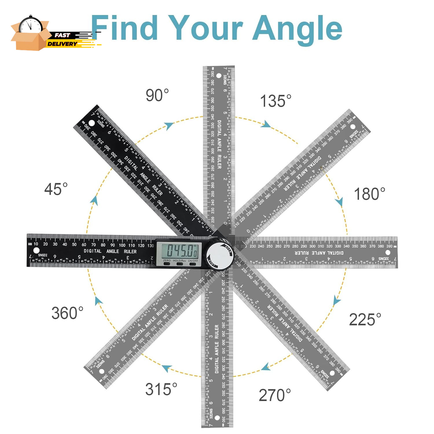 Third Generation Protractor Angle Finder, Digital Angle Ruler with 7Inch/200Mm,
