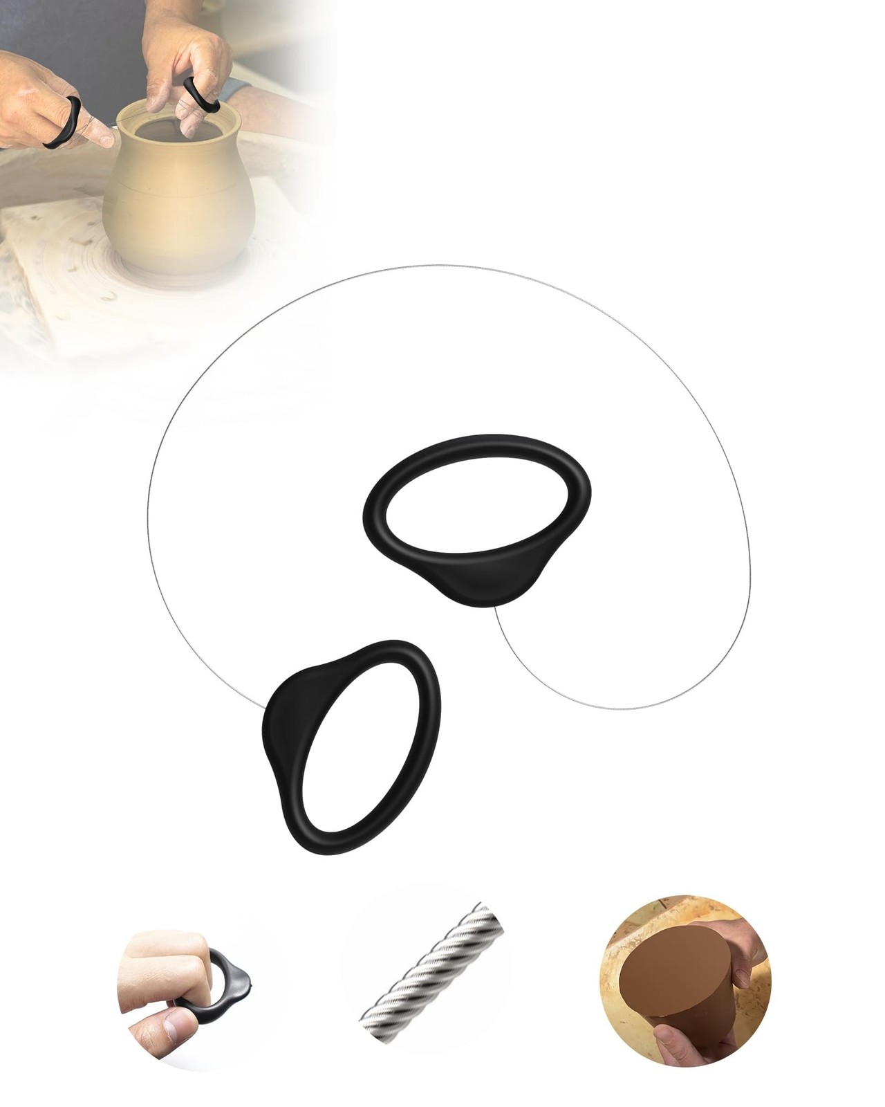 Pottery Wire Tool, Clay Cutting Wire, Black Handle Standard Pottery Wire Cutt...