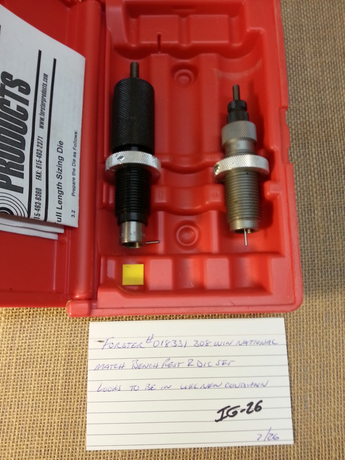 Forster # 018331 308 National Match Bench Rest Reloading Die Set