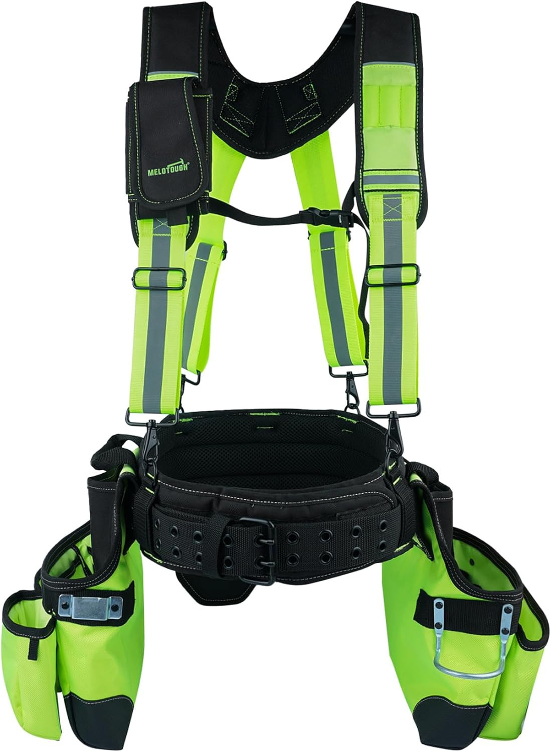 Heavy Duty Reflective Tool Belt with Suspenders for Electricians & Builders