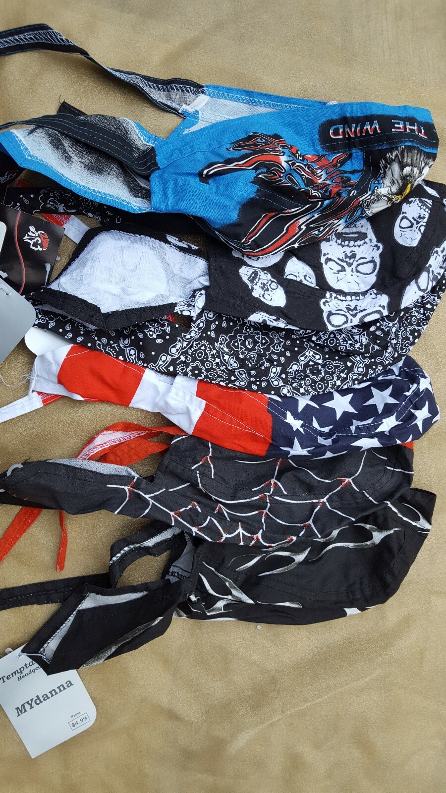 BIKER Motorcycle HEAD WRAPS SKULL CAP DOO RAG 6 pc RANDOM Assorted Patterns NOS