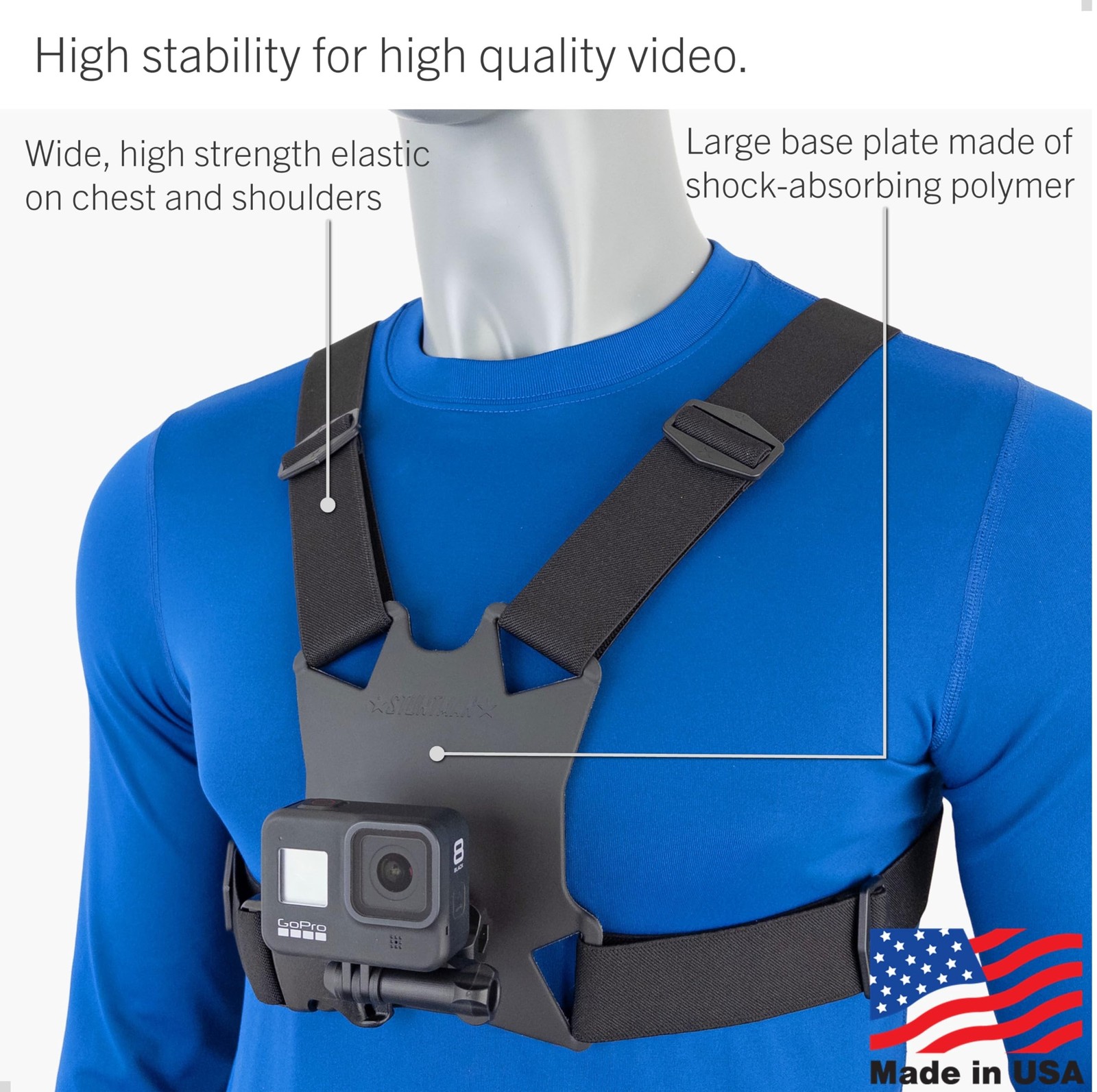 STUNTMAN High Stability Chest Mount with Ball Joint for Action Cameras - Fits...