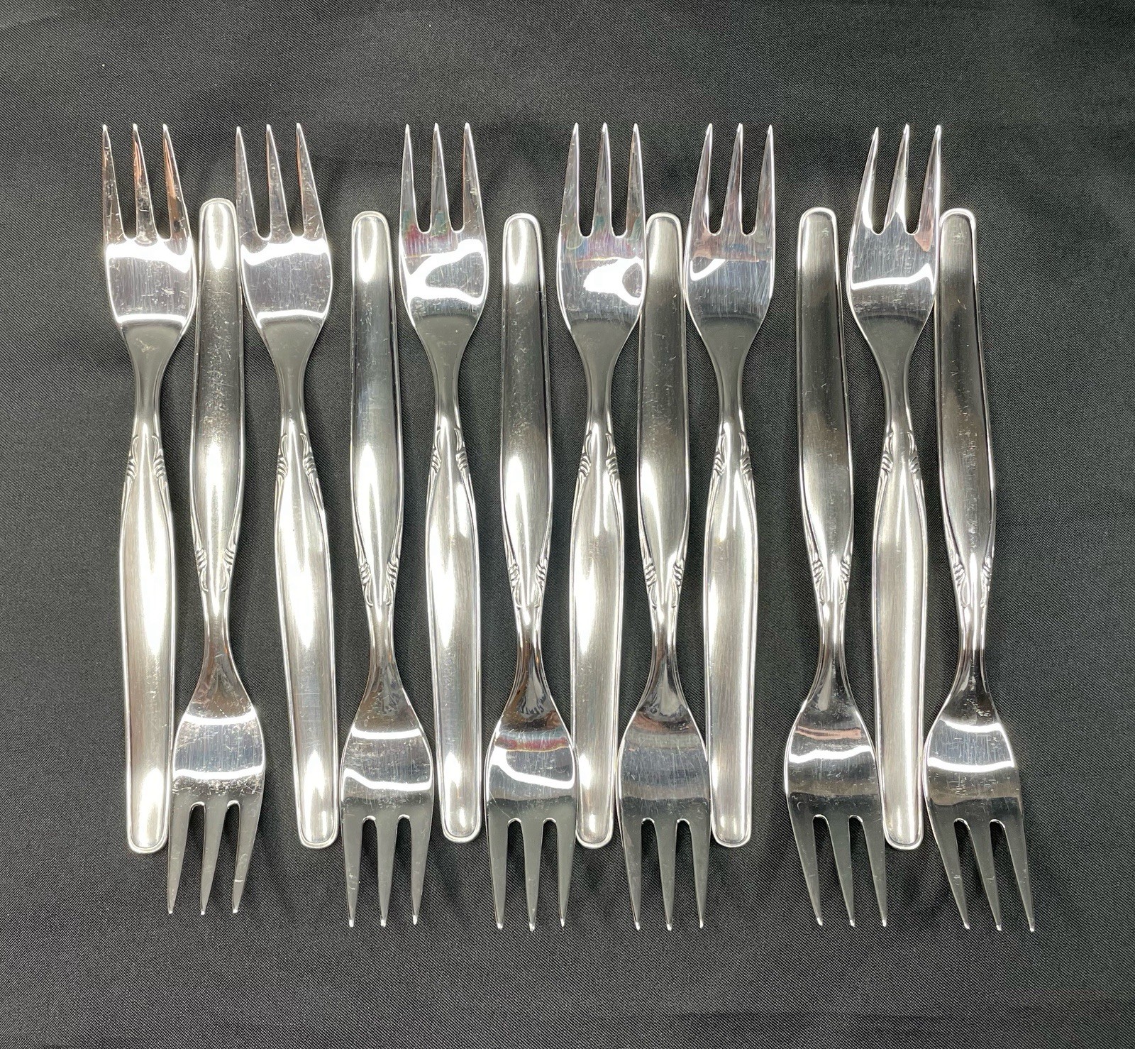 Set Of 12 Vintage AUERHAHN 90 Silver Plated Cake/Dessert Forks (Germany)