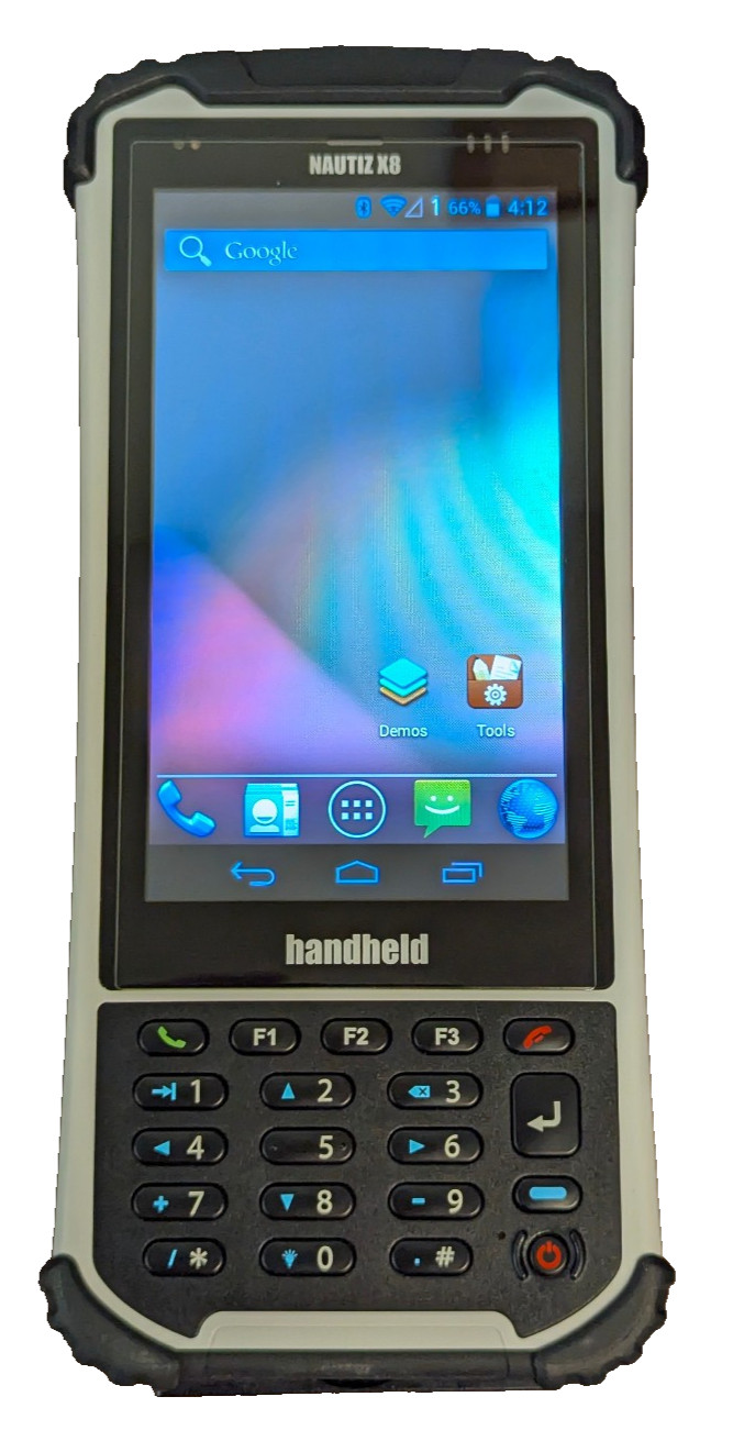 handheld NAUTIZ X8 compact rugged Android data collector; tested, works; reset