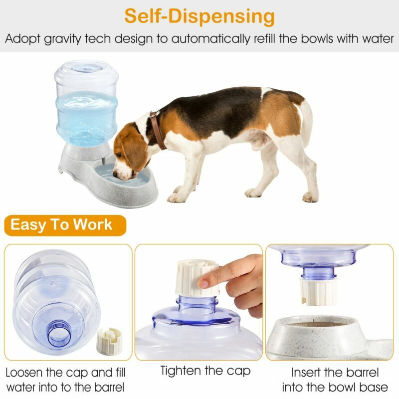 Automatic Water 1 Gallon Gravity Dispenser Dog Cat Pet Drinking Fountain Bowl