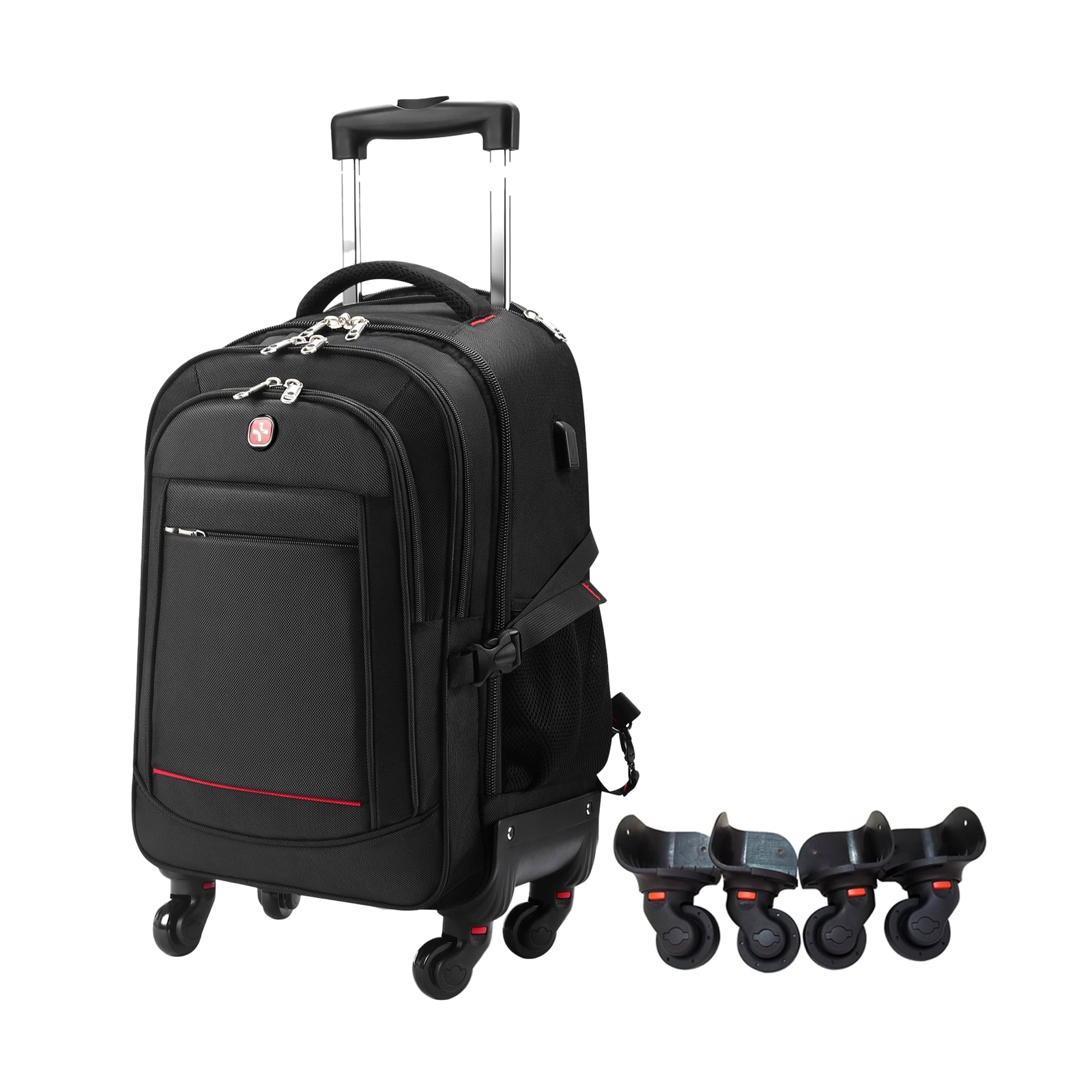Rolling Backpack with 4 Extra Wheels - Water-Resistant, Airline Approved Unde...