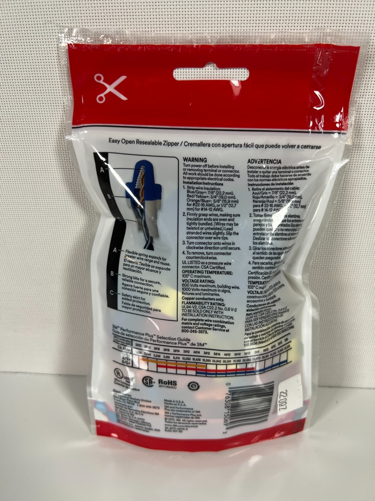3M Performance Plus Universal Connector Blue/Gray, Red/Yellow, Orange/Blue 30-Pk