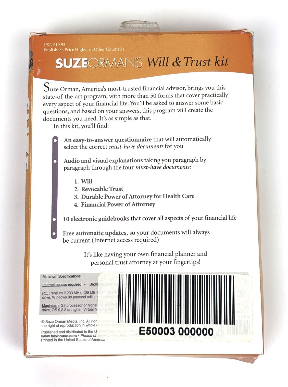 Suze Orman's Will & Trust Kit: The Ultimate Protection Portfolio PC MAC CD tools